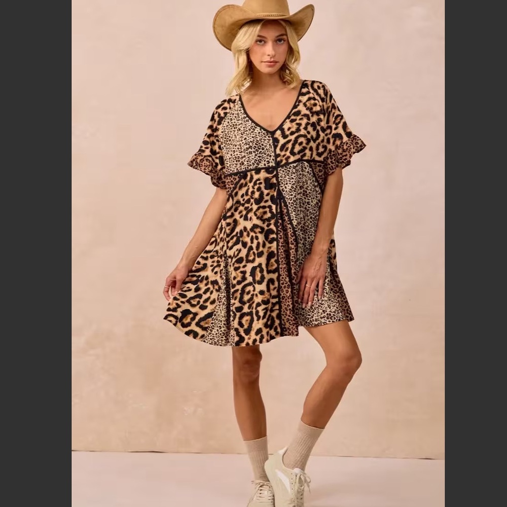 NWT BiBi Mixed Leopard Print Dress